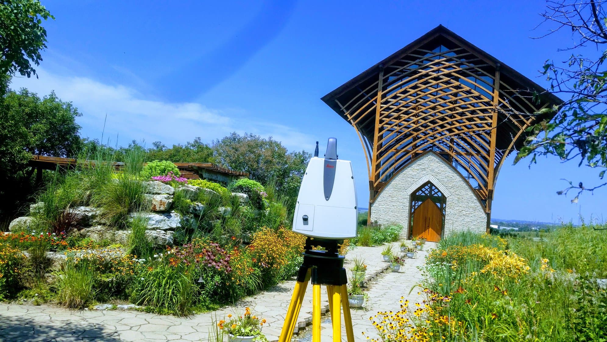 Modern surveying equipment in action